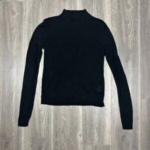 XLE Black Sheer Turtleneck‎ Lightweight Long Sleeve Sweater M